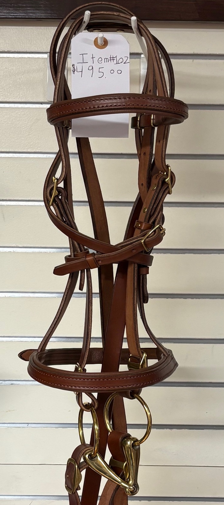 #102-BB Light Brown Bridle with Brass Bit