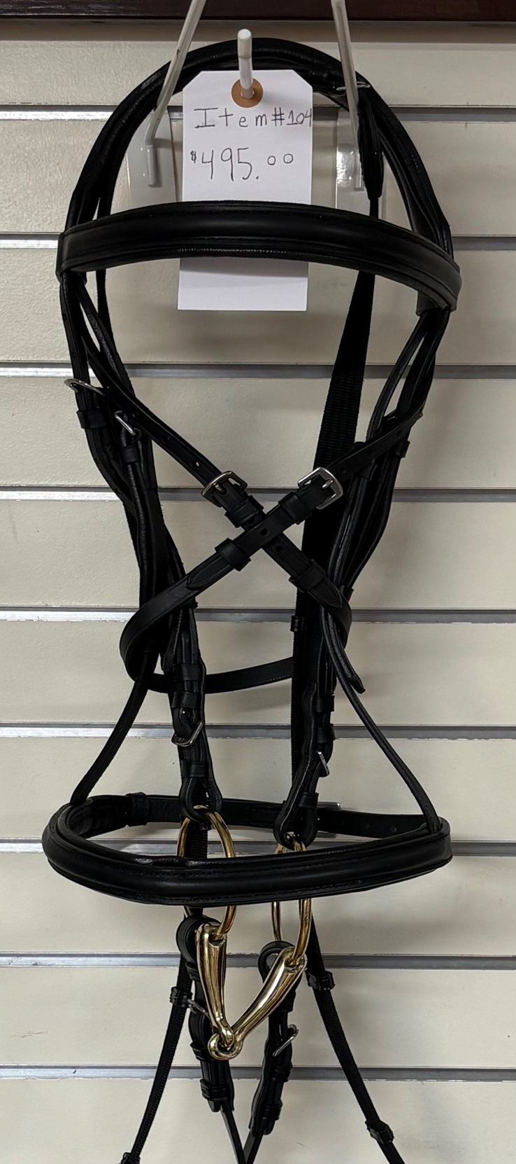 #104-BB Black Bridle with Brass Bit.