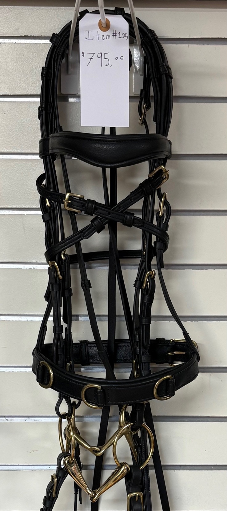 #105-BB Black Bridle with Two Brass Bits