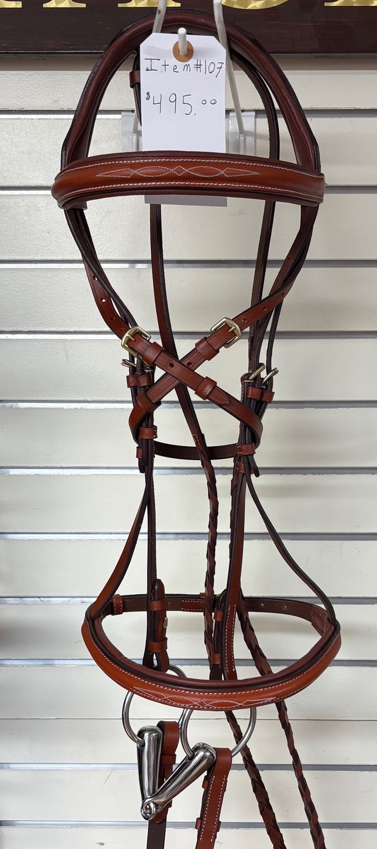 #107-SB Brick Red Bridle with Silver Bit